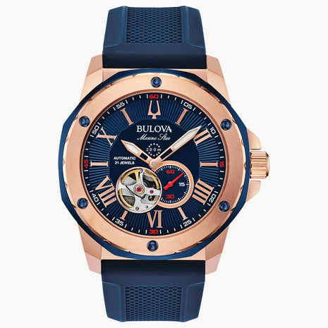 Reloj Bulova Marine Star Serie A, Azul en oro rosa